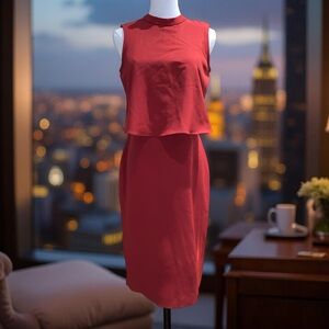 New York & Company Red Midi Dress 4